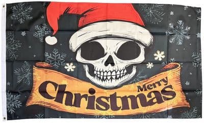 Merry Christmas Skull (New) 5ft x 3ft Flag