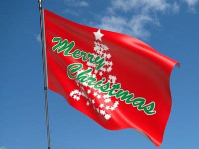Merry Christmas Tree Flag 5ft x 3ft