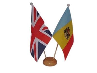 Moldova Friendship Table Flag - Wood