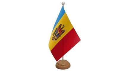 Moldova Table Flag - Wood