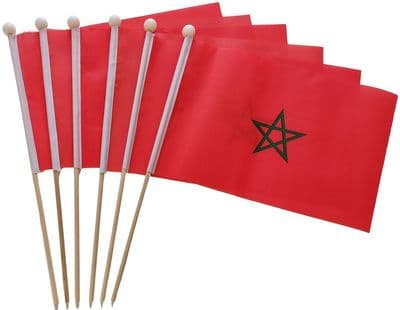 Morocco Hand Flag - 6 Pack