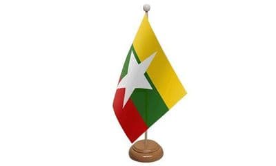 Myanmar Wooden Table Flag