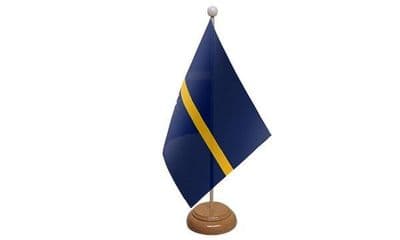 Nauru Wooden Table Flag
