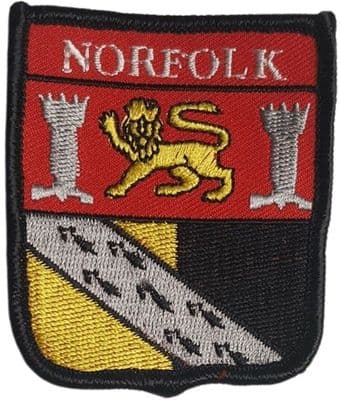Norfolk on Shield Embroidered Sew on patch