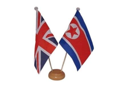 North Korea Friendship Table Flag - Wood