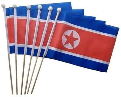 North Korea Hand Flag - 6 Pack