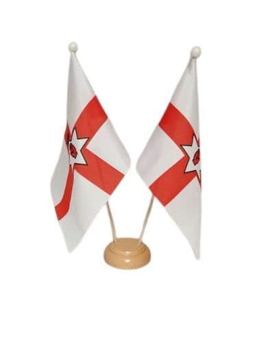 Northern Ireland Double Wooden Table Flag | NWFlags
