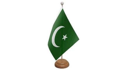 Pakistan Wooden Table Flag