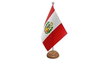 Peru Wooden Table Flag