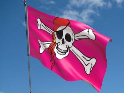 Pink Skull and Crossbones Flag 5ft x 3ft