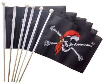 Pirate Bandana Hand Flag - 6 Pack