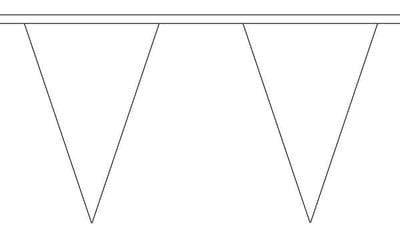 Plain White Bunting Triangle 20m - 54 Flags