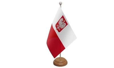 Poland Eagle Wooden Table Flag