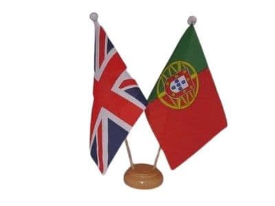 Portugal Friendship Wooden Table Flag