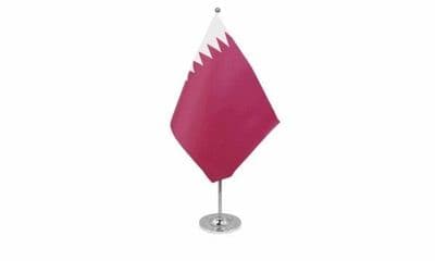 Qatar Table Flag - Satin