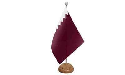 Qatar Wooden Table Flag