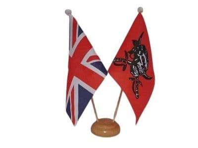 red Skull Friendship Table Flag - Wood