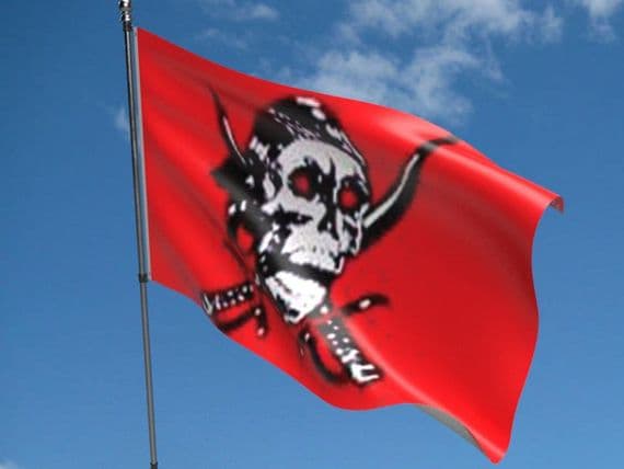 Red Skull & Cross Sabre Jolly Rouge Pirate Flag | NWFlags