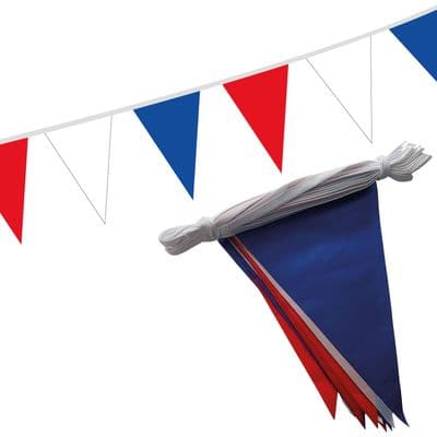 Red, White & Blue Triangle Bunting (10m) - 24 Flags