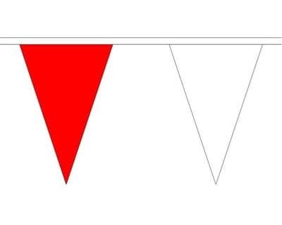 Red & White Bunting Triangle 20m - 54 Flags