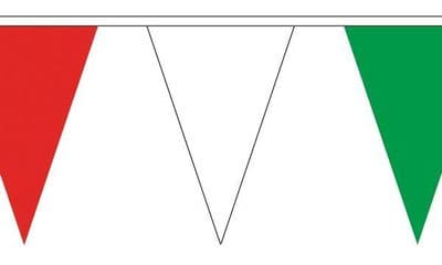 Red, White & Green Triangle Bunting (5m) - 12 Flags