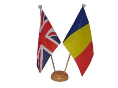 Romania Friendship Table Flag - Wood
