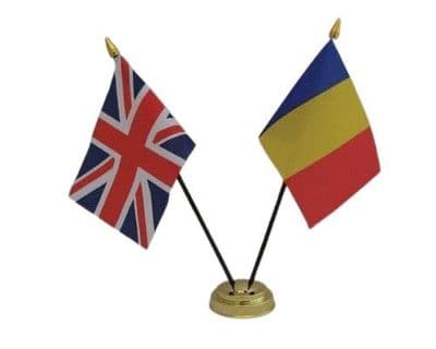 Romania with UK Friendship Table Flag