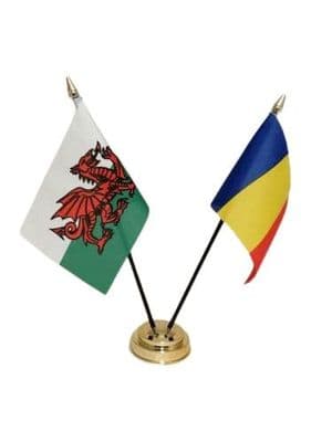 Romania with Wales Friendship Table Flag