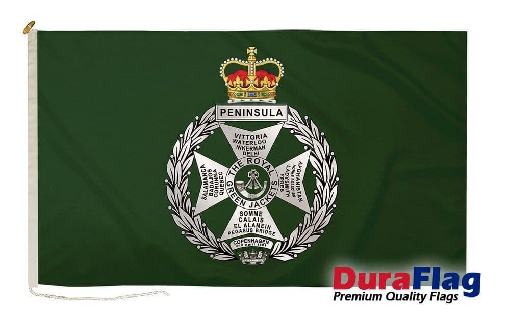 DuraFlag Bandiera Royal Green Jackets Piccola 50x30 Cm Con Corda E Toggle - Perfetta Per Interni Ed Esterni
