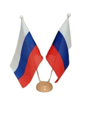 Russia Double Table Flag - Wood