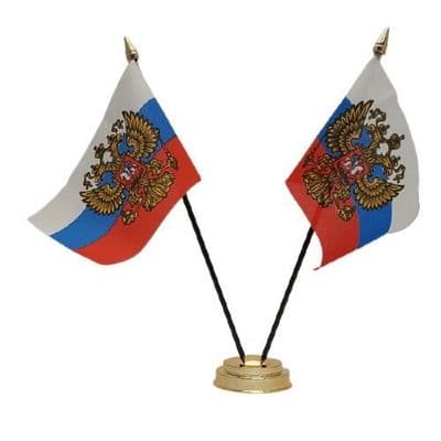 Russia Eagle Double Table Flag