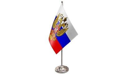 Russia Eagle Table Flag - Satin