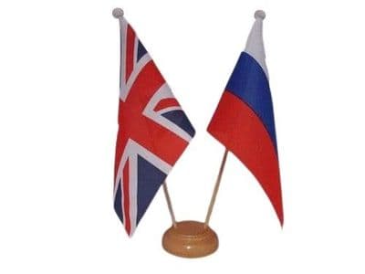 Russia Friendship Table Flag - Wood
