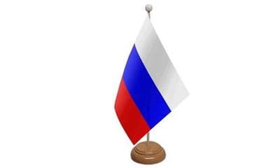 Russia Table Flag - Wood