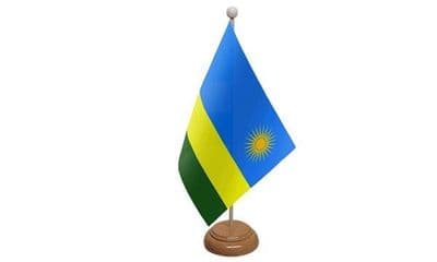Rwanda Wooden Table Flag