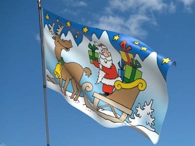 Santa Sleigh 5ft x 3ft Flag