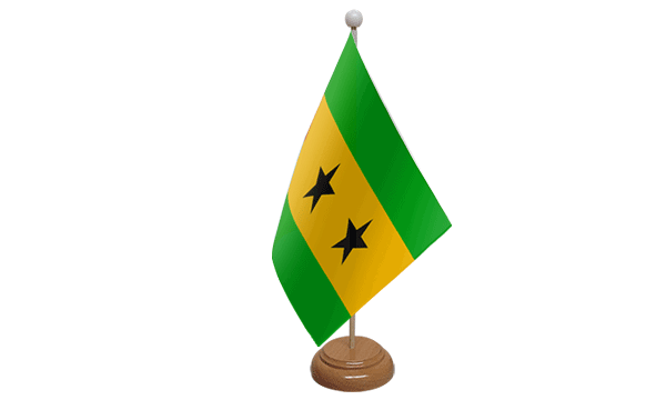 Sao Tome & Principe Table Flag - Wood