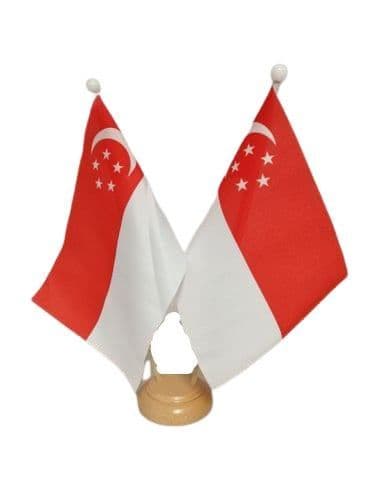 Singapore Double Table Flag | Buy Singapore Double Wooden Table Flag