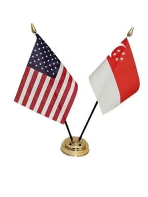 Singapore with USA Friendship Table Flag