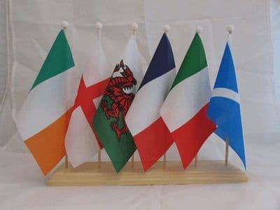 Six Flag Table Flag - Wood display