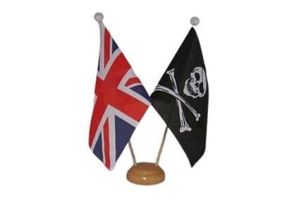 Skull and Crossbones Friendship Table Flag - Wood
