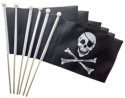 Skull and Crossbones Hand Flag - 6 Pack
