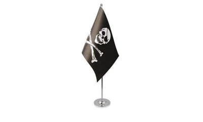 Skull and Crossbones Table Flag - Satin
