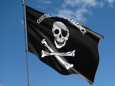 Skull Commitment to Excellence Pirate Flag 5ft x 3ft
