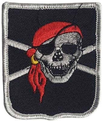 Skull with Scarf Pirate Shield Embroidered Sew on patch