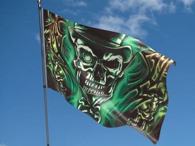 Skull with Top Hat Flag 5ft x 3ft