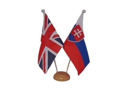 Slovakia Friendship Wooden Table Flag