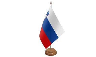 Slovenia Table Flag - Wood