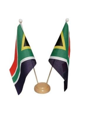 South Africa Double Wooden Table Flag