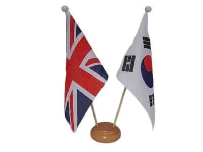 South Korea Friendship Table Flag - Wood
